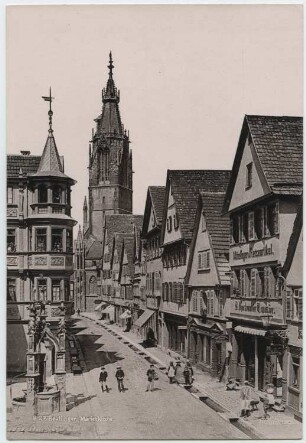 Wilhelmstraße mit Turm der Marienkirche, Reutlingen: Ansicht