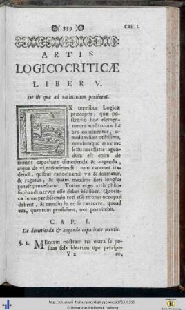 Liber Quintus. De iis quae ad ratiocinium pertinent.