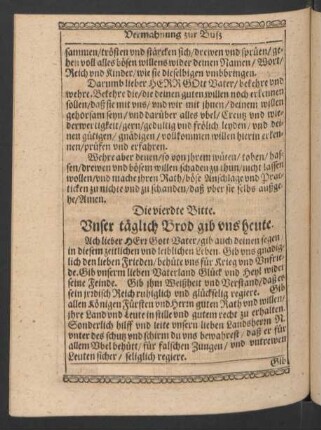 Die vierdte Bitte. Unser täglich Brod gib uns heute.