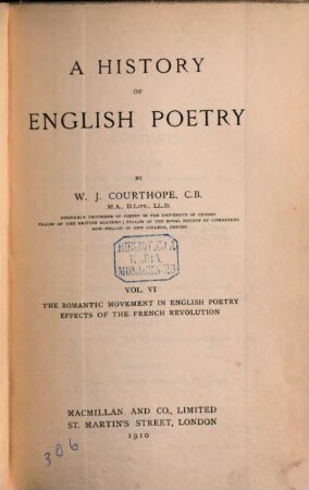 A history of English poetry, 6