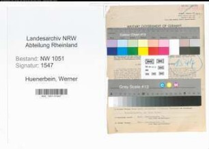Entnazifizierung Werner Huenerbein , geb. 22.10.1904 (Tierzuechter)