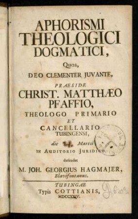 1-252, Aphorismi Theologici Dogmatici