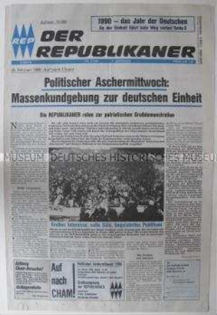 Rechtsradikale Monatszeitung "Der Republikaner" zur deutschen Einheit