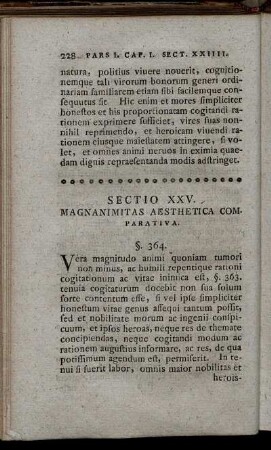 Sectio XXV. Magnanimitas Aesthetica Comparativa. - Sectio XXX. Fictiones.