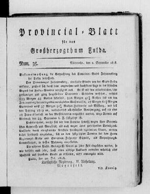 Num. 35, Ausgabe vom 2. September 1818