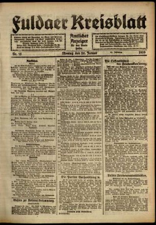 Ausgabe vom Montag, den 20. Januar 1919.