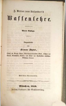 Lehrbuch der Taktik, I. Waffenlehre