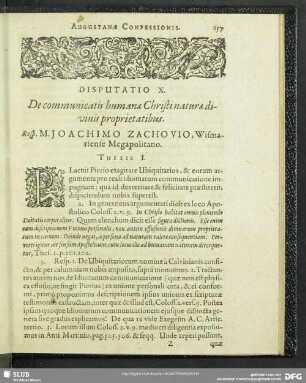 Disputatio X. De communicatis humanae Christi naturae divinis proprietatibus