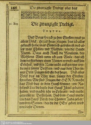 Die zwanzigste Predigt