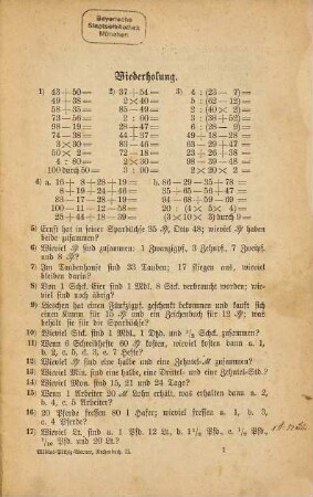 Rechenbuch für Volksschulen, 2. Der Zahlenraum von 1 - 1000