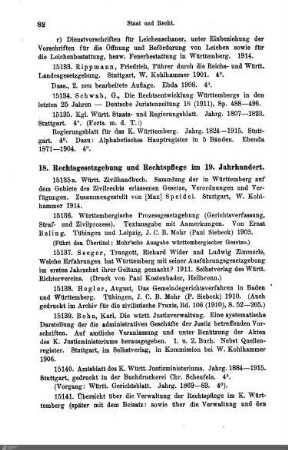 18. Rechtsgesetzgebung und Rechtspflege im 19. Jahrh.
