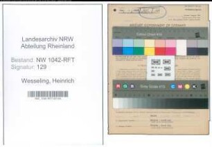 Entnazifizierung Heinrich Wesseling , geb. 03.03.1902 (Milchoberkontrolleur)