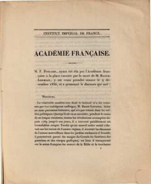 Discours prononcés dans la séance publique tenue par l'Académie française, pour la réception de M. Ponsard, le 4 décembre 1856