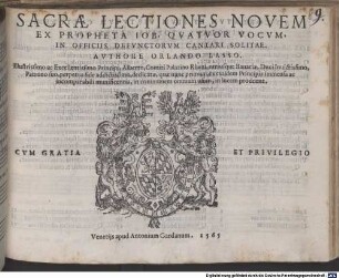 SACRAE LECTIONES NOVEM EX PROPHETA IOB, QVATVOR VOCVM, IN OFFICIIS DEFVNCTORVM CANTARI SOLITAE