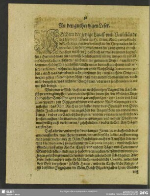An den guthertzigen Leser