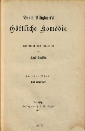 Dante Allighieri's Göttliche Komödie, 2. Das Fegefeuer