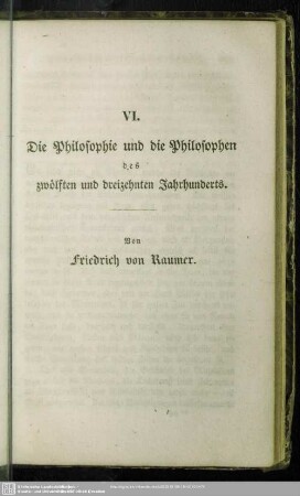 Die Philosophie und die Philosophen des zwölften und dreizehnten Jahrhunderts