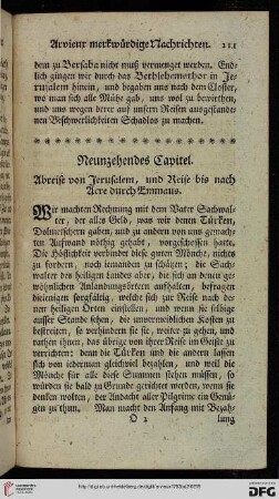 Neuzehendes Capitel: Abreise von Jerusalem, und Reise bis nach Acre durch Emmaus