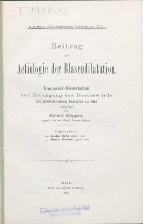 Beitrag zur Aetiologie der Blasendilatation