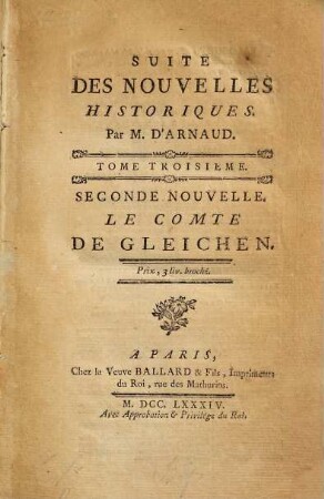 Nouvelles Historiques, 3,2. Le Comte De Gleichen