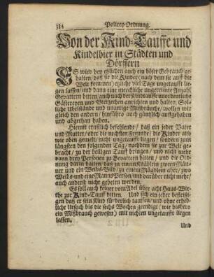 Von der Kind-Tauffe und Kindelbier in Städten und Dörffern