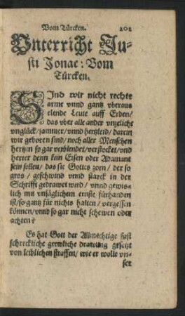 Unterricht Justi Jonae: Vom Türcken.