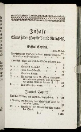 Inhalt eines jeden Capitels und Artickels.
