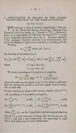 A verification in regard to the linear transformation of the theta-functions.