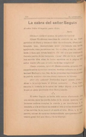 La cabra del señor Seguín : Al señor Pedro Gringoire, poeta lírico. - [Traducción]