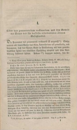 I. Ueber das possessorium ordinarium ...