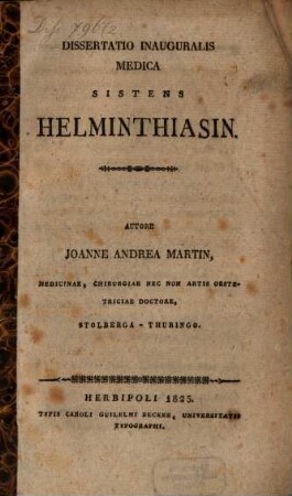 Diss. inaug. med. sistens helminthiasin