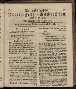 XXVII. Stück ... den 4. Jul. 1801 - XXX. Stück ... den 25. Jul. 1801.