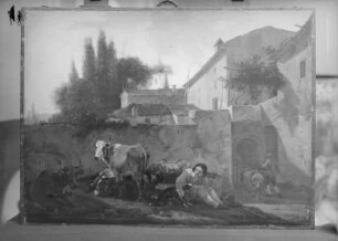 Kuhhirt vor Stadtmauer