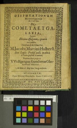 Disputationum Meteorologicarum Secunda De Cometaetgalaxia