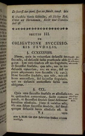 Sectio III. De obligatione successoris feudalis.