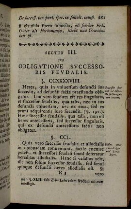 Sectio III. De obligatione successoris feudalis.