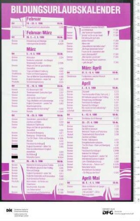 Programm für Bildungsurlaub 1. Semester 1990