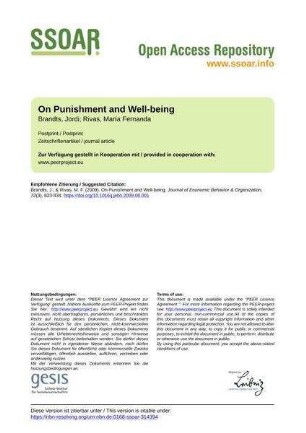On Punishment and Well-being
