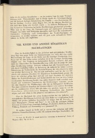 VIII. Krebs und andere bösartigen Neubildungen