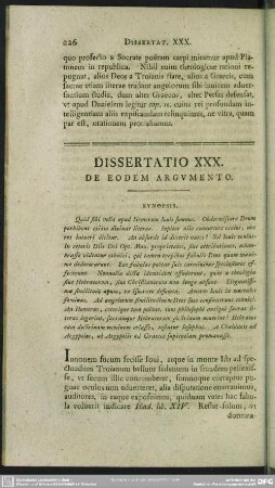 [Dissertatio XXX.- Dissertatio XXXII.] De Eodem Argumento