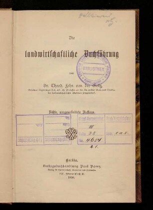 Die landwirtschaftliche Buchführung