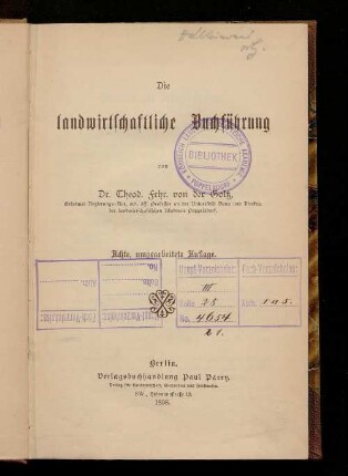 Die landwirtschaftliche Buchführung
