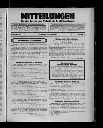 Jahrgang 1931, Hamburg, den 11. Oktober, Nummer 41