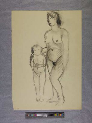 o. T. (Mutter mit Kind, stehend; aus dem Aktzeichnen an der Burg Giebichenstein Halle)