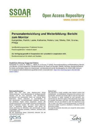 Personalentwicklung und Weiterbildung: Bericht zum Monitor