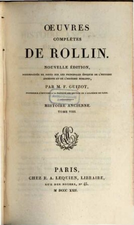 Oeuvres complètes de Rollin, 12. Histoire ancienne ; 8
