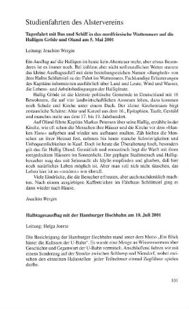 Studienfahrten des Alstervereins