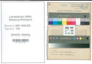 Entnazifizierung Hedwig Gerecht , geb. 11.11.1917 (Verkaeuferin)