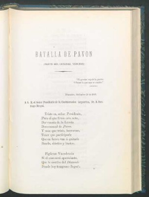 Batalla de pavón : (Parte del general vencido)