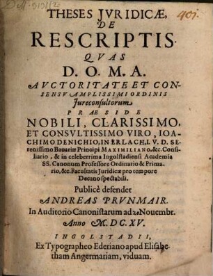 Theses Iuridicae De Rescriptis